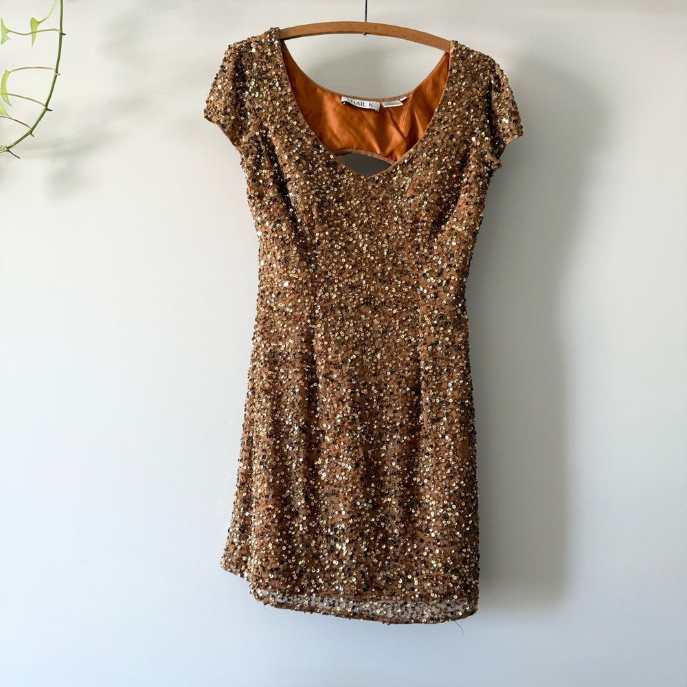 Scala 100% silk beaded sequin cocktail dress 10